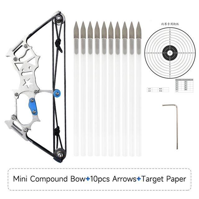 Mini Compound Bow Archery Pulley Bow Arrow Target Outdoor Shooting Practice Left Right Hand Shooting Accessories Table Games