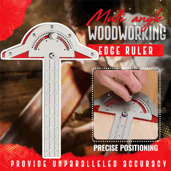 🔥(50% OFF NOW)Woodworkers Edge Rule, 0-70 Adjustable Protractor Square or Furniture Repair, 10/15/20 Inch Goniometer Tool
