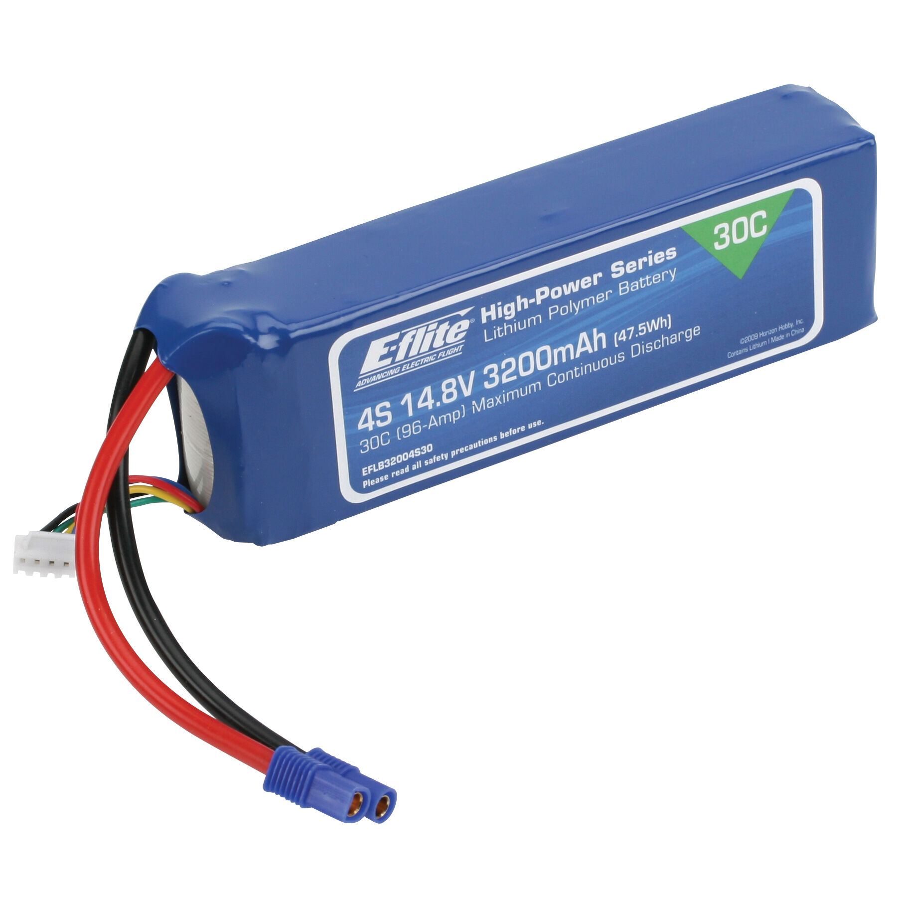 3200mAh 4S 14.8V 30C LiPo, 12AWG EC3-HOBBY ZONE