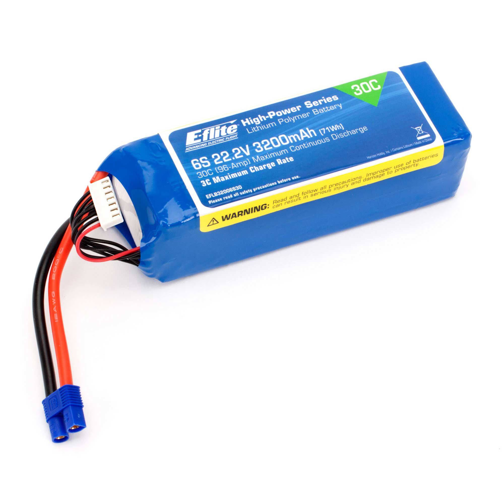 3200mAh 6S 22.2V 30C LiPo, 12AWG EC3-HOBBY ZONE