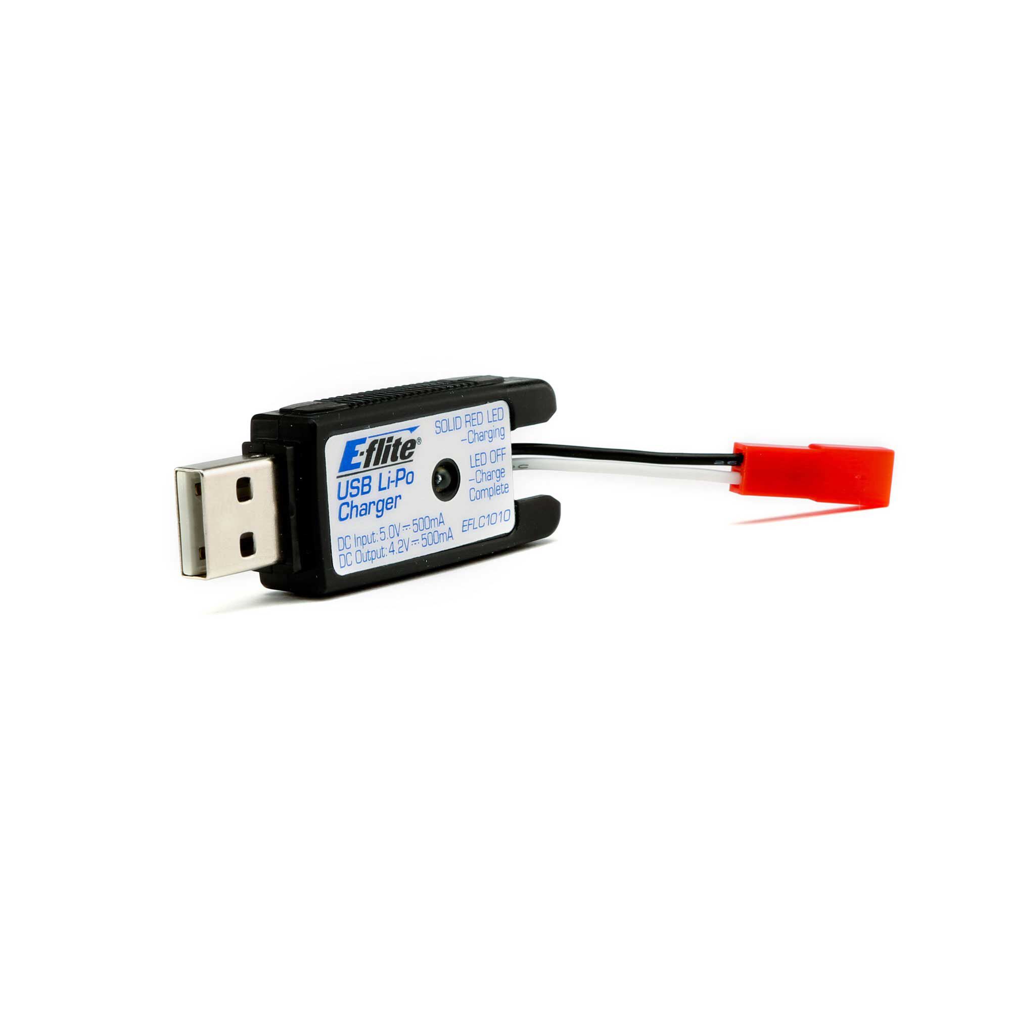 1S USB Li-Po Charger, 500mA, JST: 180 QX HD-HOBBY ZONE
