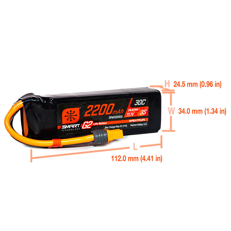 2200mAh 3S 11.1V Smart G2 LiPo 30C; IC3-HOBBY ZONE