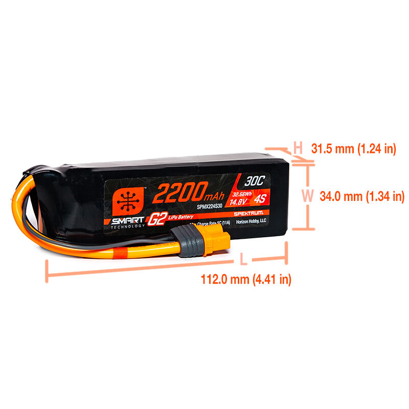 2200mAh 4S 14.8V Smart G2 LiPo 30C; IC3-HOBBY ZONE
