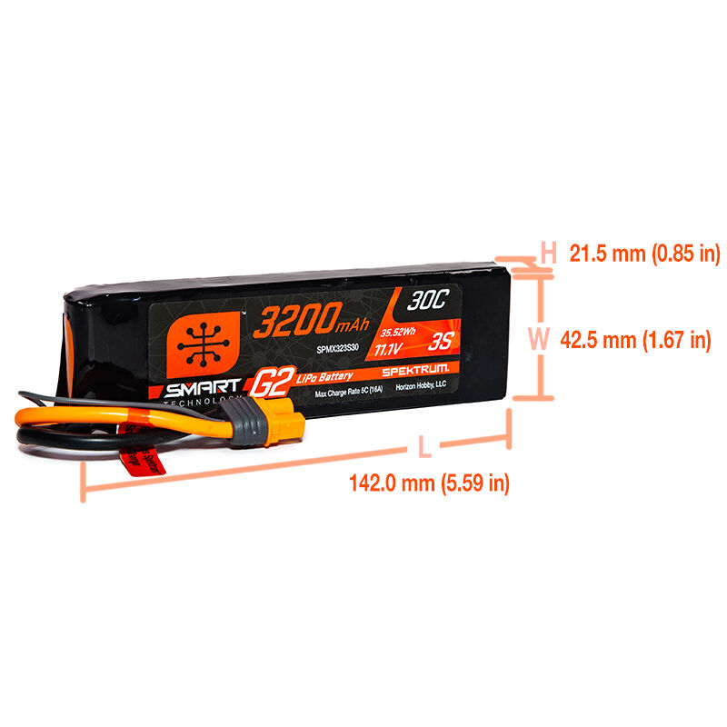 3200mAh 3S 11.1V Smart G2 LiPo 30C; IC3-HOBBY ZONE
