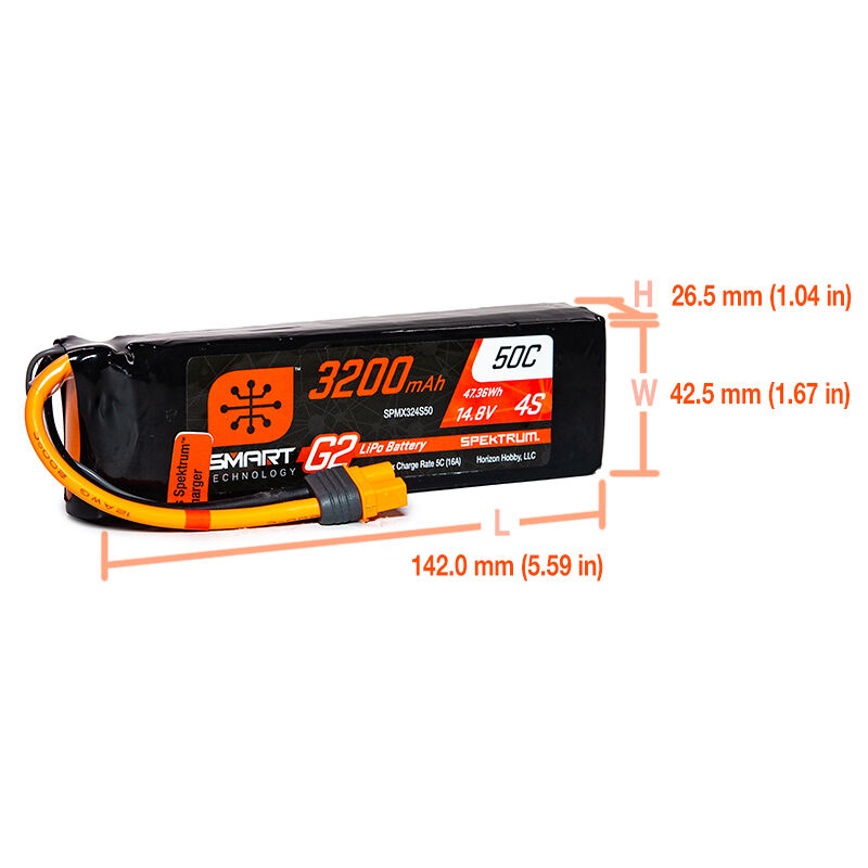 3200mAh 4S 14.8V Smart G2 LiPo 50C; IC3-HOBBY ZONE