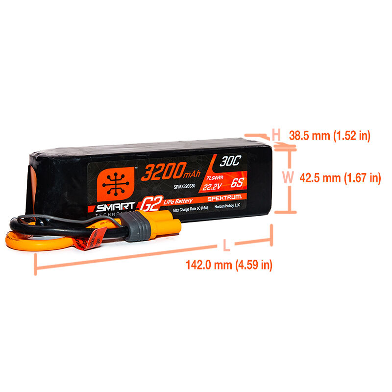 3200mAh 6S 22.2V Smart G2 LiPo 30C; IC5-HOBBY ZONE