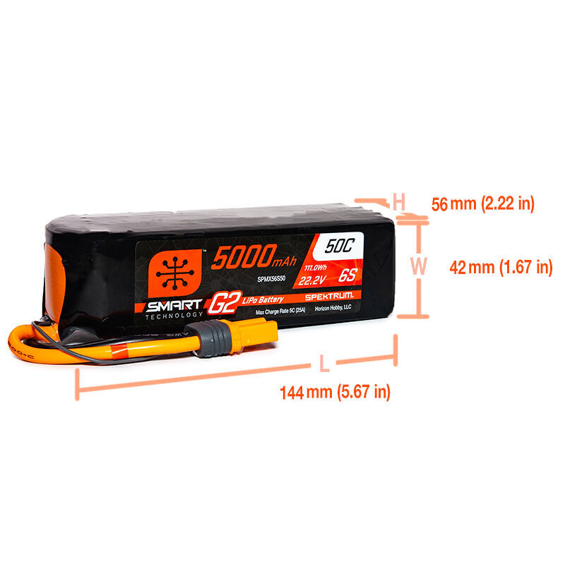 5000mAh 6S 22.2V Smart G2 LiPo 50C; IC5-HOBBY ZONE