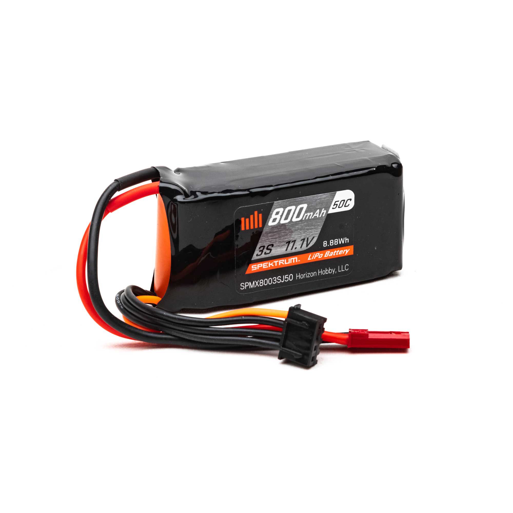 800mAh 3S 11.1V 50C LiPo, 18AWG JST-HOBBY ZONE