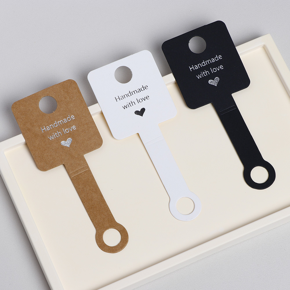 50 pieces 4x10 cm Round Corner Silver Foil Printing Sticky Necklace Bracelet Display Cards For Jewelry Package (Donimay)(Personalise Available)