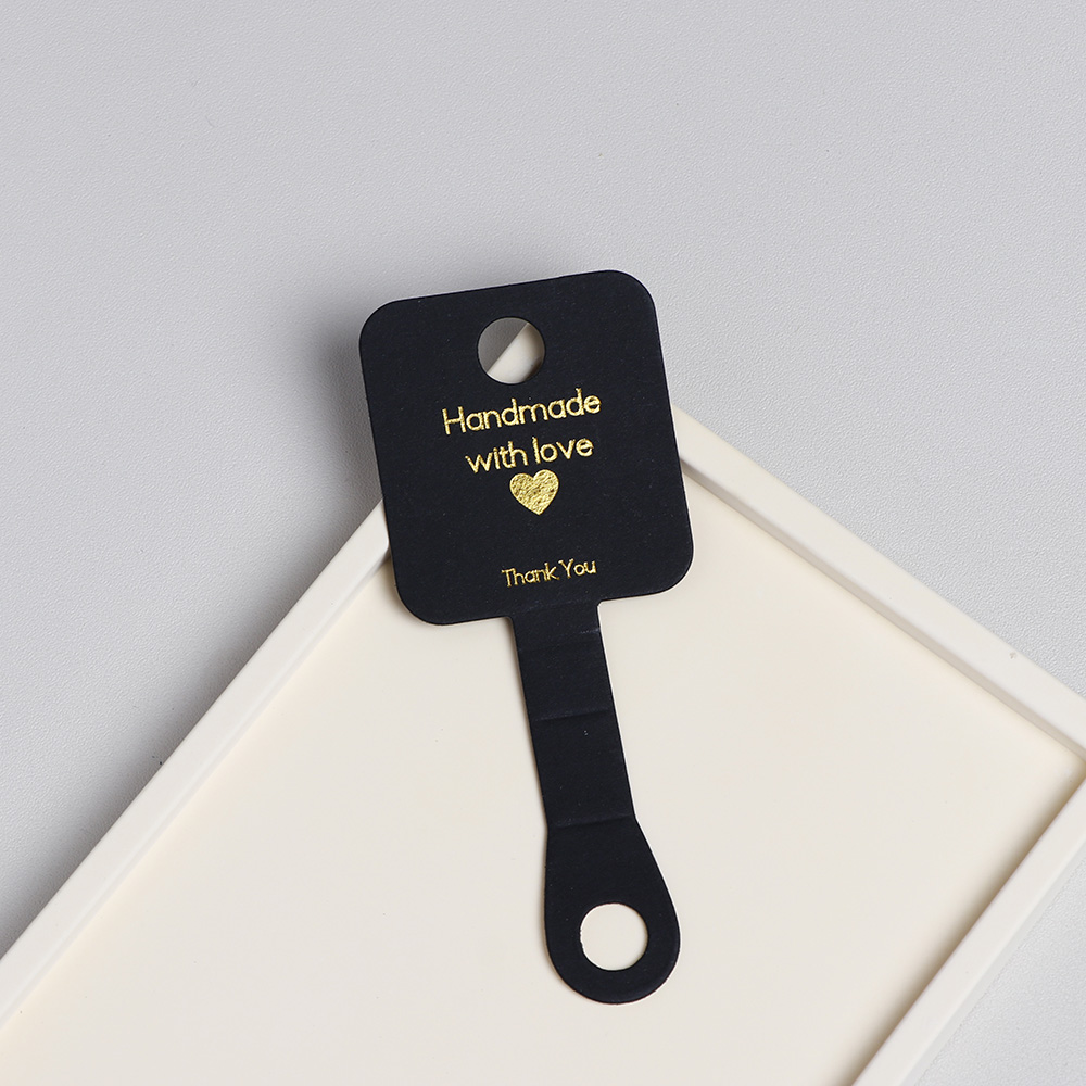 50 pieces 4x10 cm Round Corner Gold Foil Printing Sticky Necklace Bracelet Display Cards For Jewelry Package (Donimay)(Personalise Available)