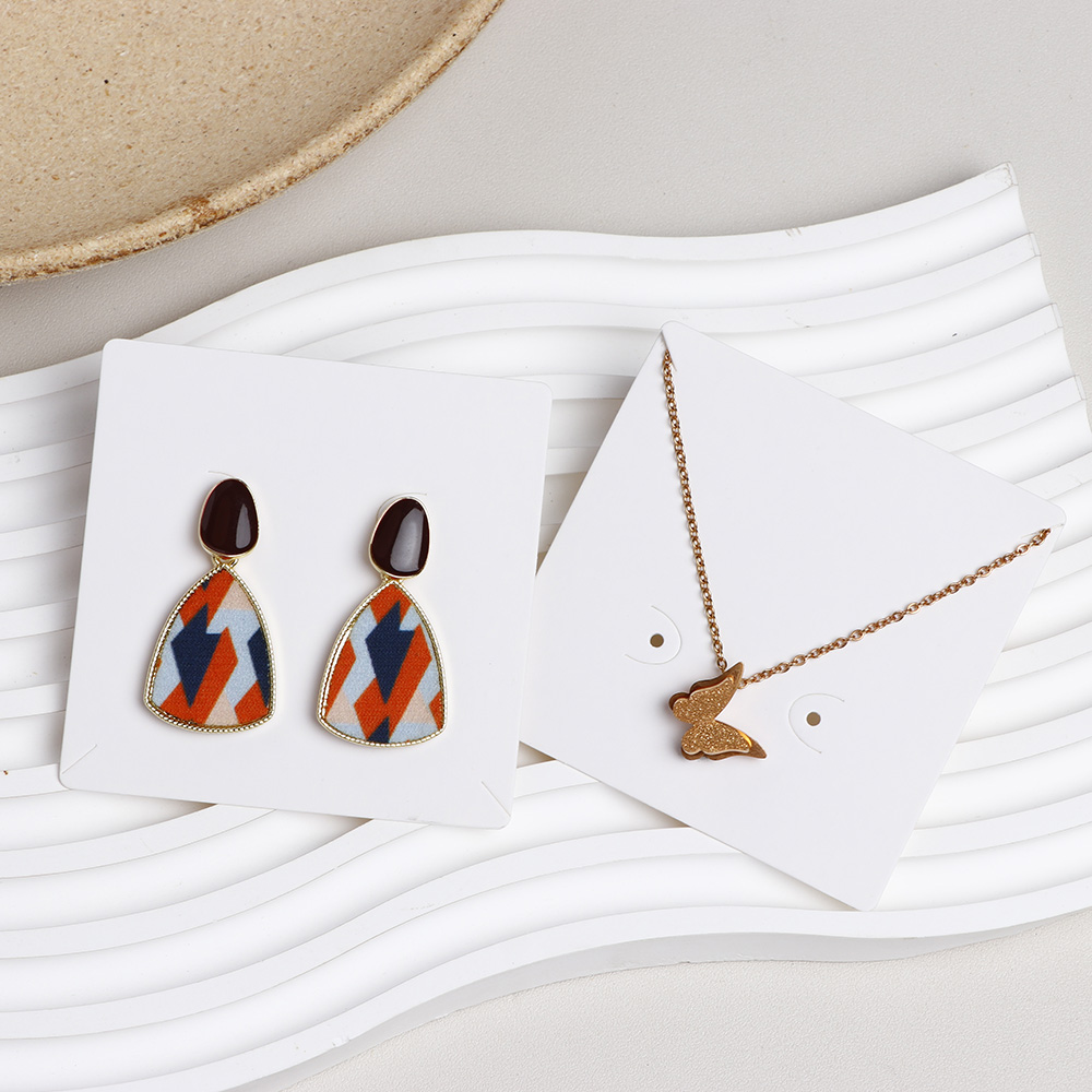 50 pieces 6.5x6.5cm Round Corner Earring Necklace Display Cards For Jewelry Package (Donimay)(Personalise Available)