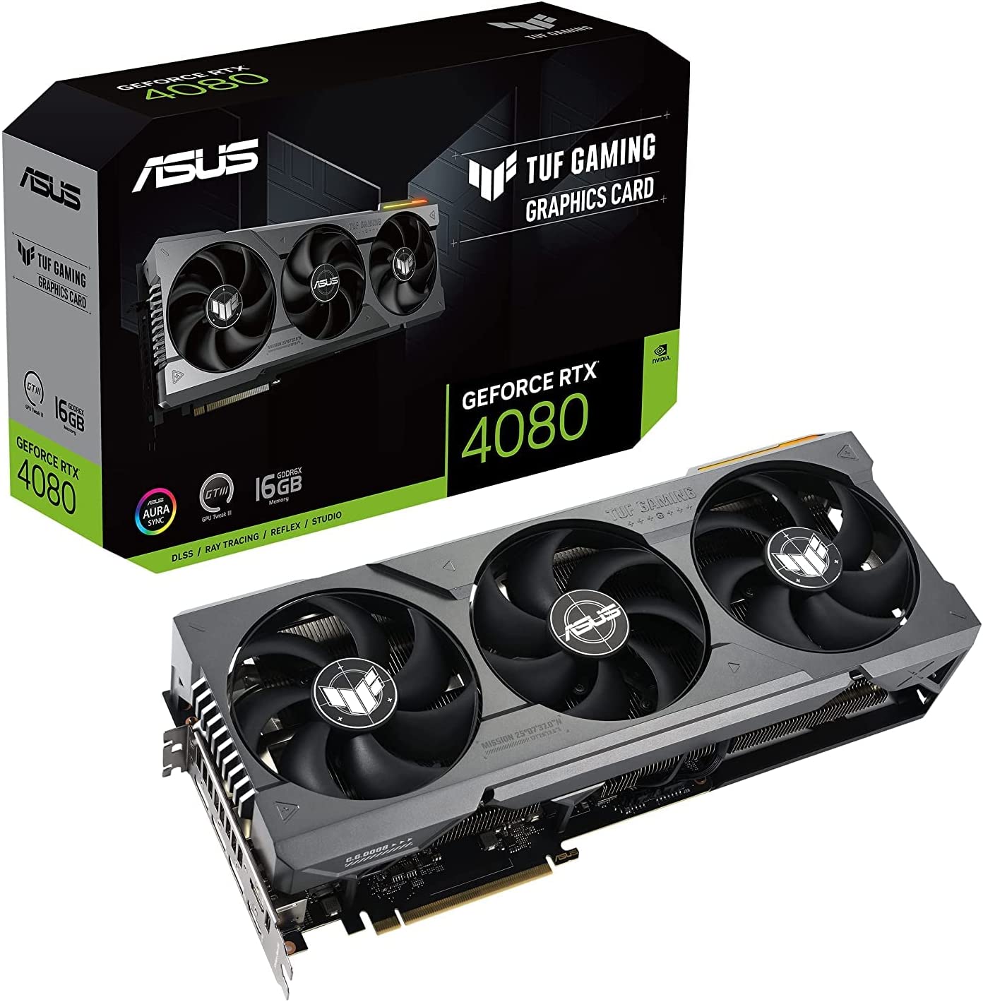 ASUS TUF Gaming GeForce RTX 4080 OC Edition Gaming Graphics Card (PCIe 4.0, 16GB GDDR6X, HDMI 2.1a, DisplayPort 1.4a, DLSS3 Support, Supports 4K)