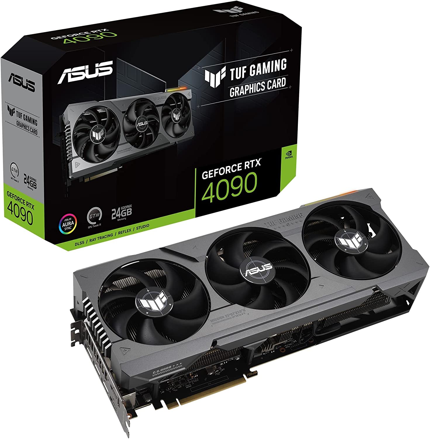 ASUS TUF Gaming GeForce RTX 4090 OC Edition Gaming Graphics Card (PCIe 4.0, 24GB GDDR6X, HDMI 2.1a, DisplayPort 1.4a, DLSS3 Support, Supports 4K)