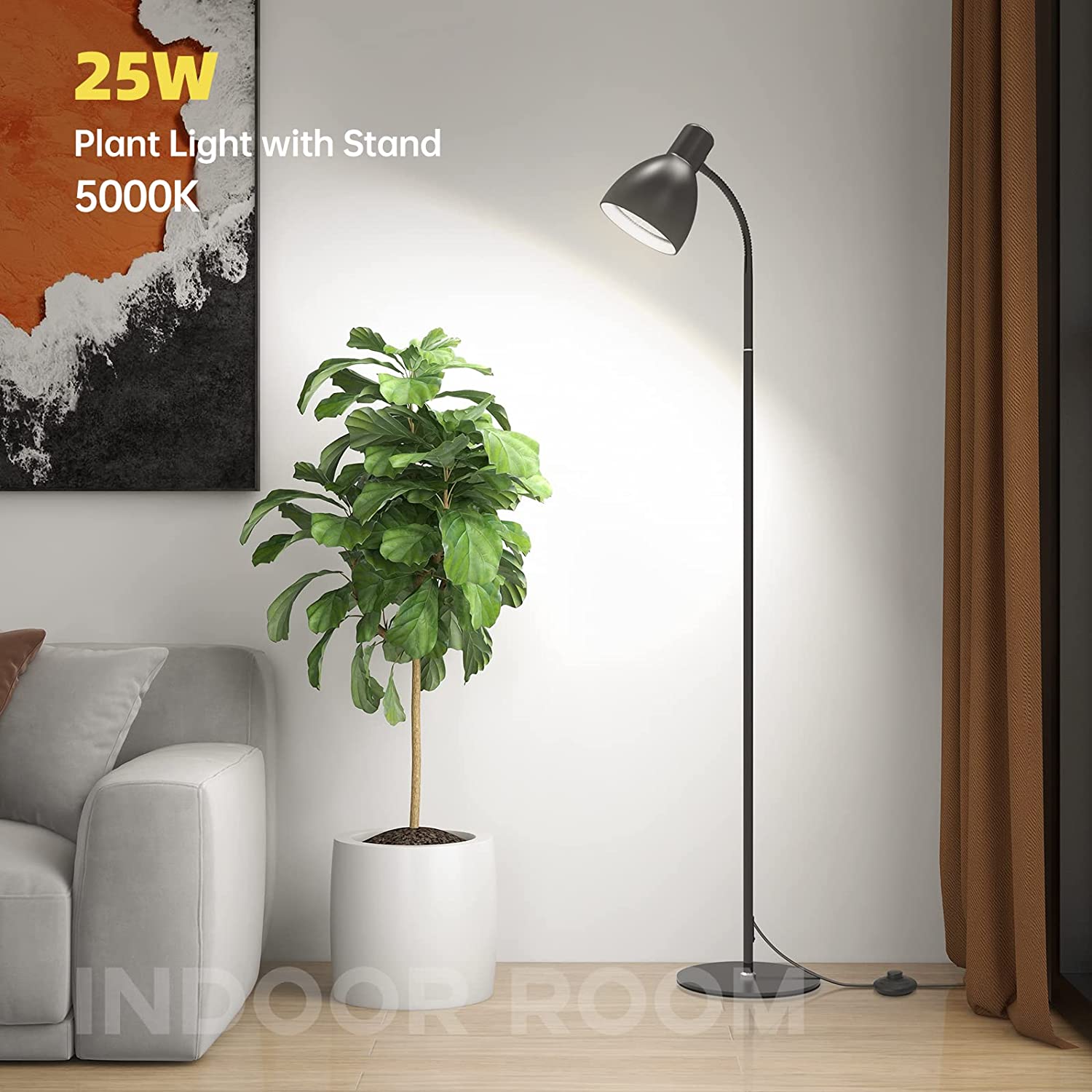Bstrip Grow Light with Stand, 5000K Full Spectrum Plant Light for Indoor Plants , 25W LED Grow Light for Various Plants, Floor Grow Lamp with On/Off Switch, 59"H Stand with Adjustable Angle light bulb