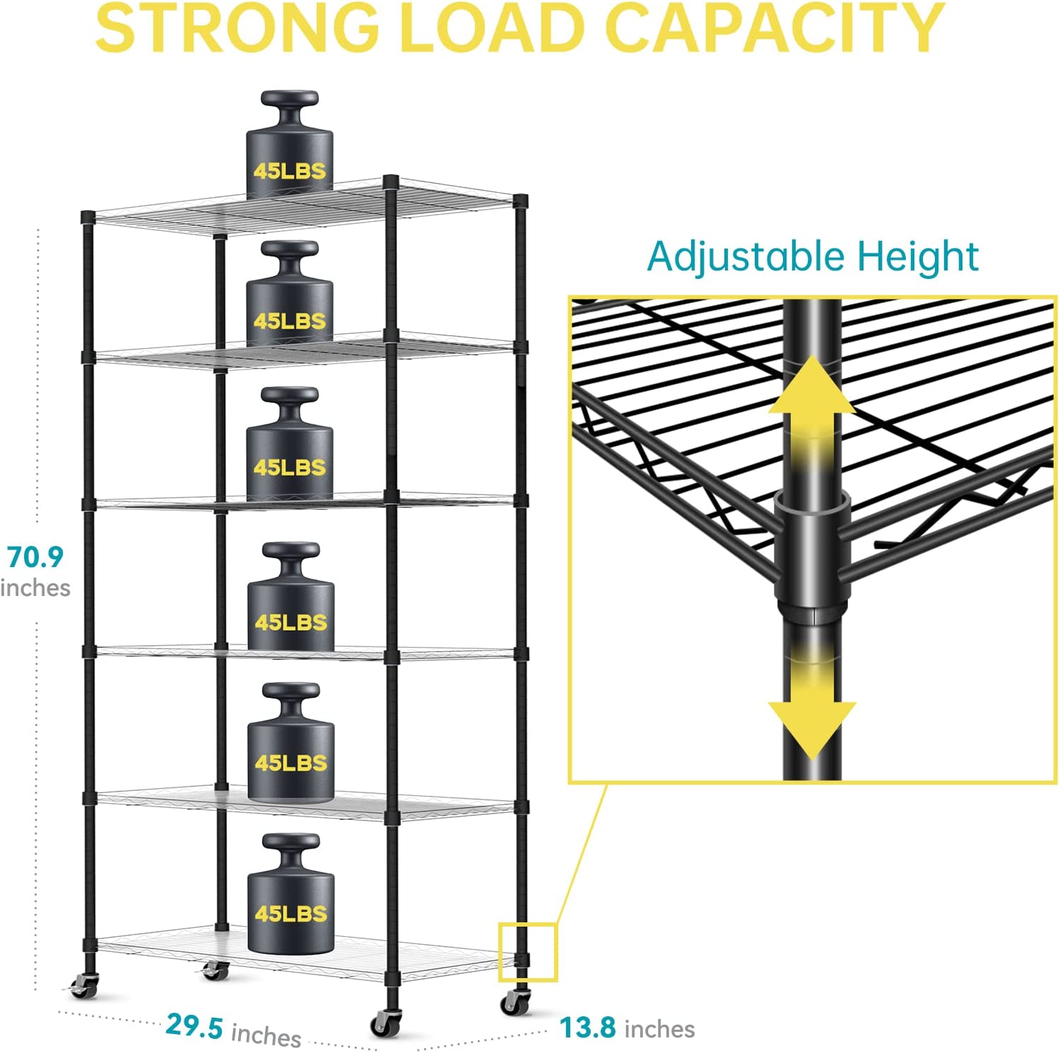 Bstrip DIY Plant Shelf with Grow Light, Grow Light Shelf with Adjustable Rack and Wheels, 8-Pack 192W T8 Full Spectrum Grow Lights for Seed Starting, Arbitrarily Assembled Plant Stand
