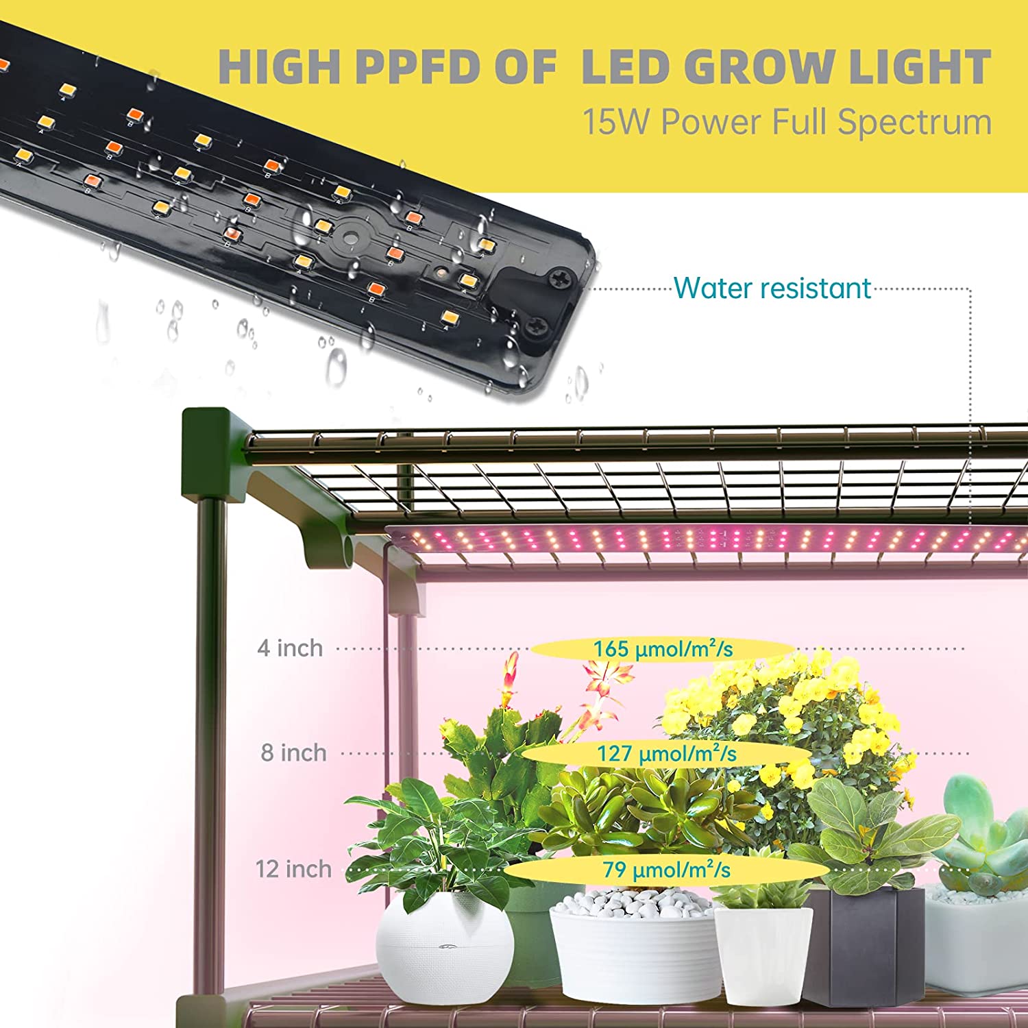 Bstrip Mini Greenhouse with Grow Light , 4 Tier 27.2" L×19.9" W×61.8" H Portable Greenhouse with Zippered PVC Cover for Seed Starting Trays , Dimmable 2ft 60W Plant Light for Indoor Plant with Timer
