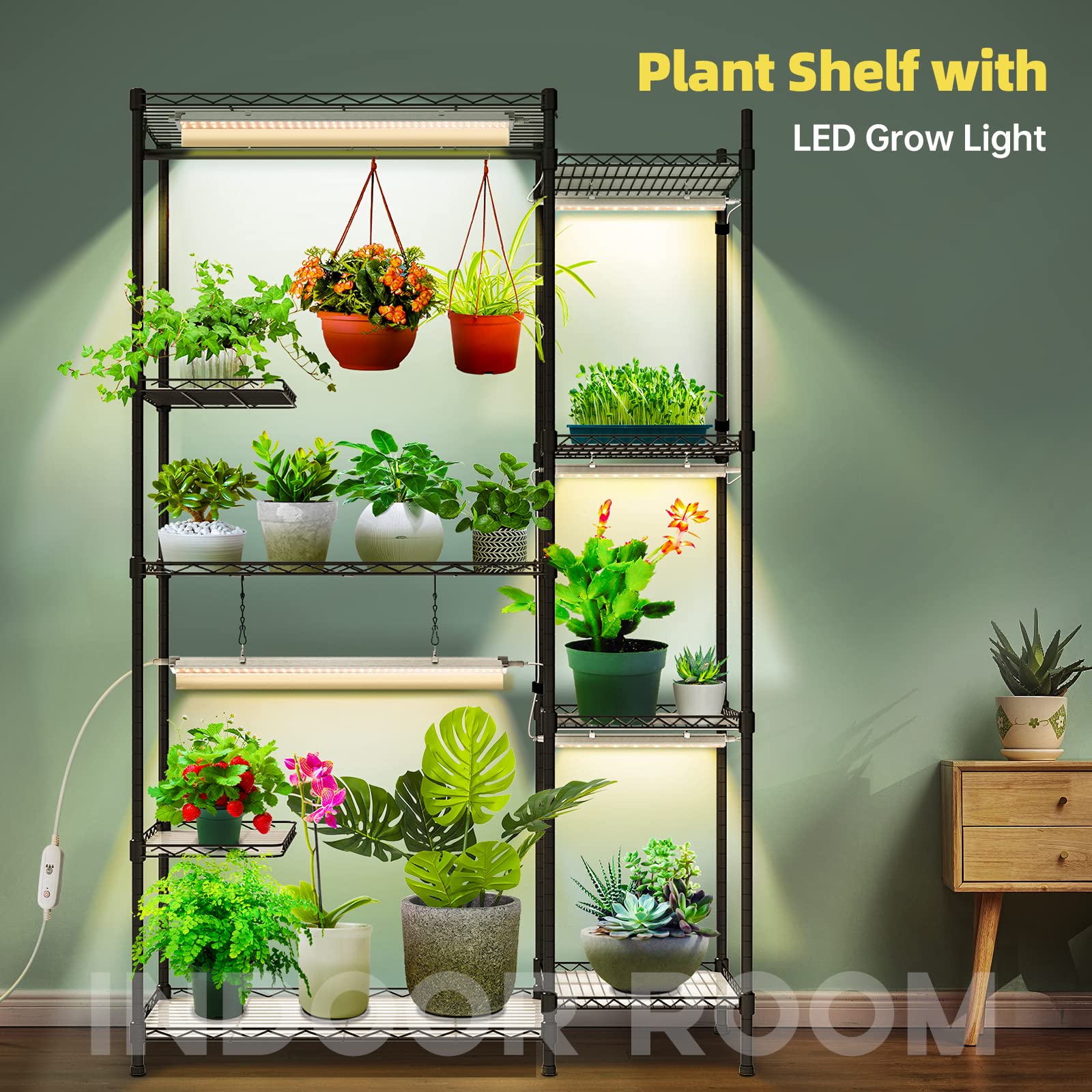 Bstrip Plant Shelf with Grow Light, Grow Light Shelf with 78W T5 Full