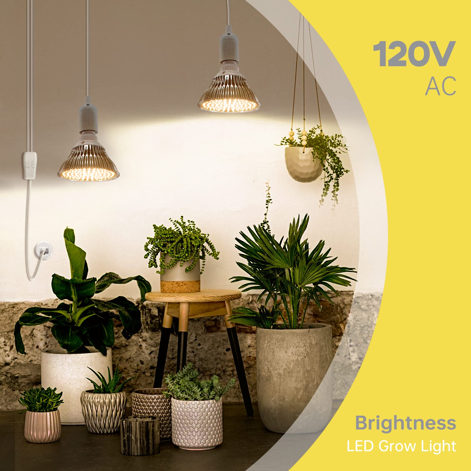 Bstrip Hanging Grow Light, 50W (25W X 2), Double Head, Led Grow Lights for Indoor Plants Full Spectrum, Grow Lights for Seed Starting, Flowers and Fruit, Hanging Plant Light Bulbs with 16.4FT Power Cord