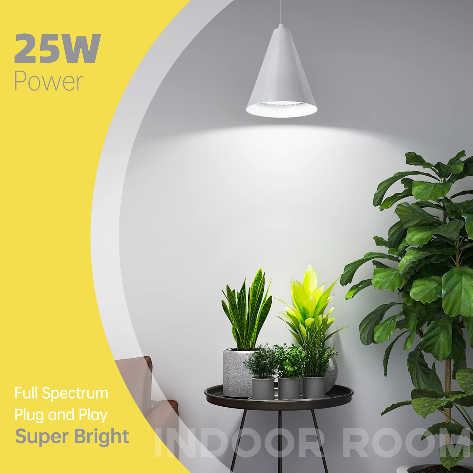 Bstrip Hanging Full Spectrum Hanigng Grow Lights for Indoor Plants, 25W Bulbs with 16.4FT Power Cord, 5000K Plant Light with Timer for Garden, Flowers