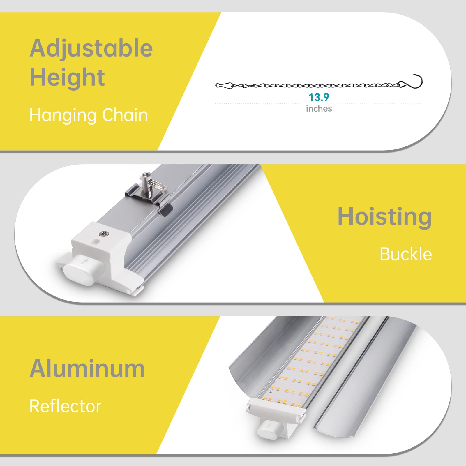 Bstrip Plant Shelf with Grow Light, 4-Tier Grow Light Shelf with 30W T5 Full Spectrum Grow Light, Plant Stand with Grow Light for Indoor Plants, Seed Starting, Seedlings(35.4" L x 13.8" W x 59" H)