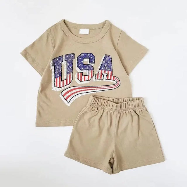 2-piece Baby USA Print Suit