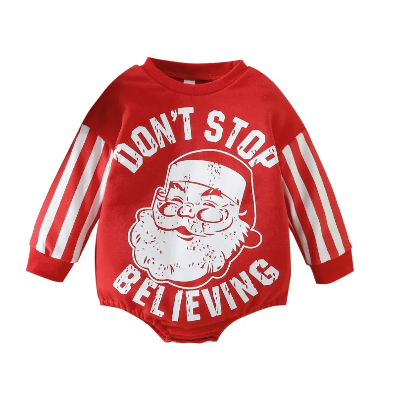 Baby Don't Ttop Believing Christmas Romper