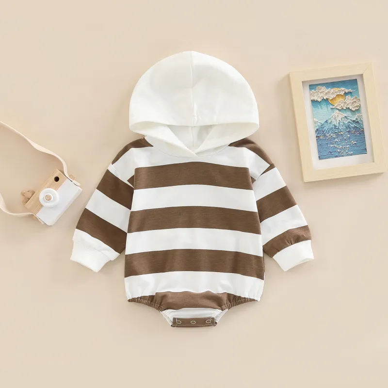 Baby Striped Hooded Romper