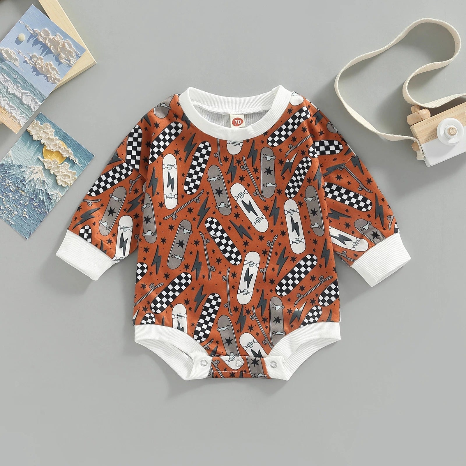 Baby girl Skateboard print Bodysuit