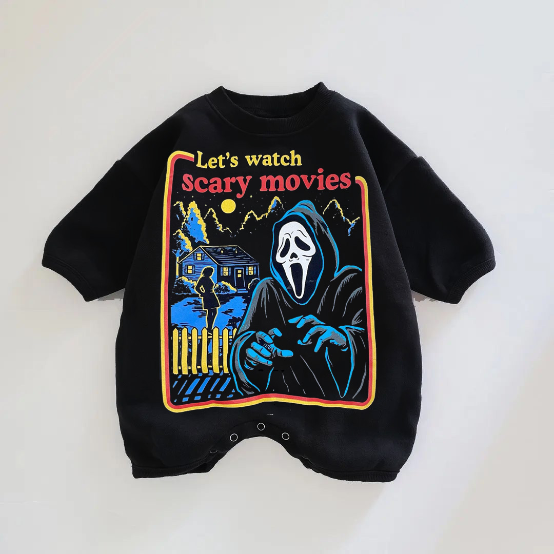 Let't Watch Scary Movies Print Romper