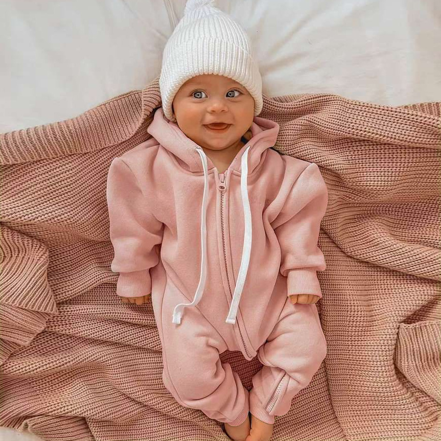Baby Solid Color Hooded Romper