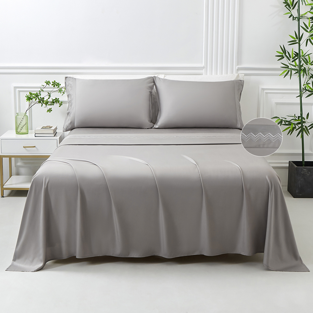 MEILA Cooling Sheets Set, Rayon Made from Bamboo, Queen Sheet Set, Deep Pocket Up to 16",1 Fitted Sheet, 1 Flat Sheet, 2 Pillow Cases Twin Size