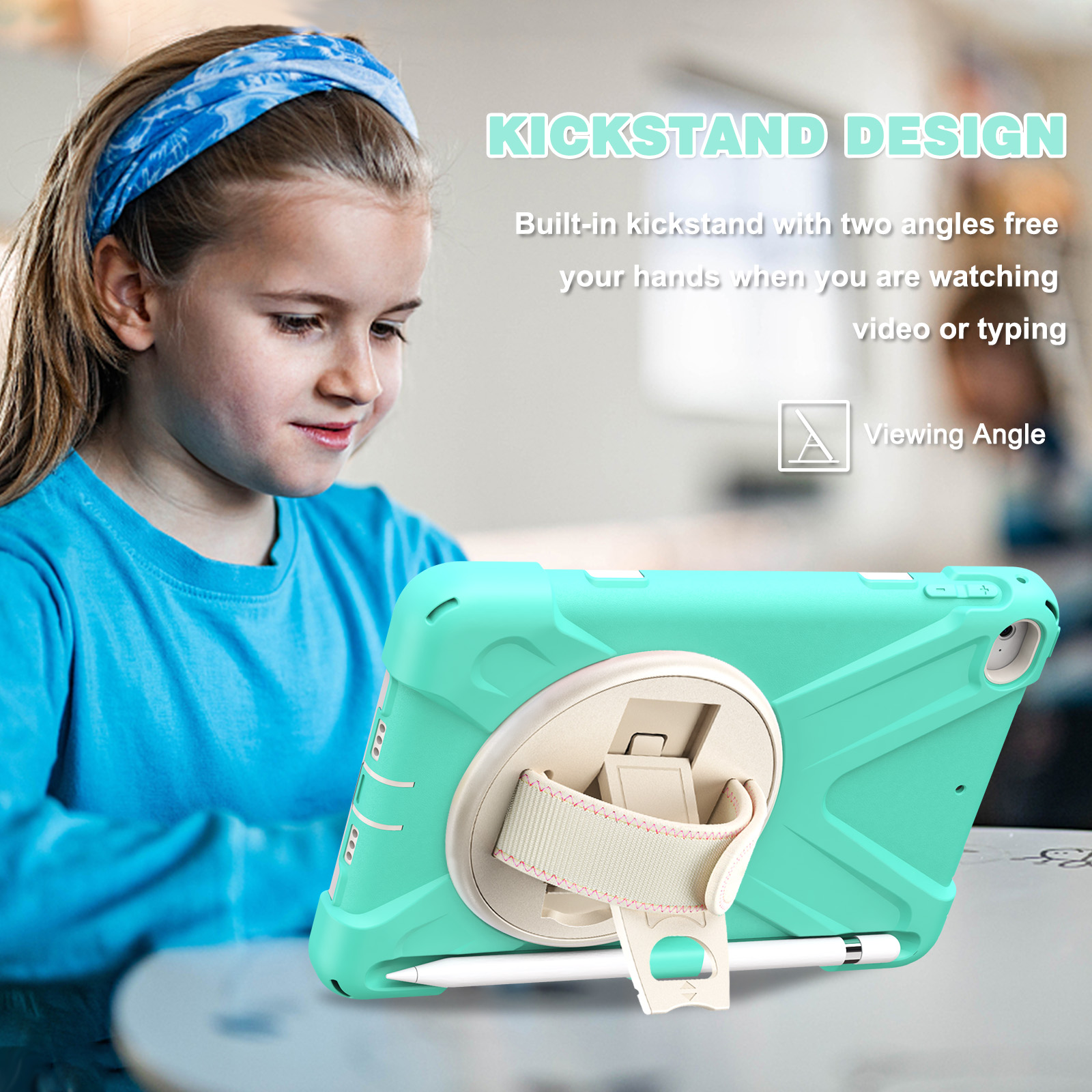 Soft Silicone Shockproof Protective Cover Case for iPad Mini 4 5 Case WithPencil Holder Kickstand Hand Strap