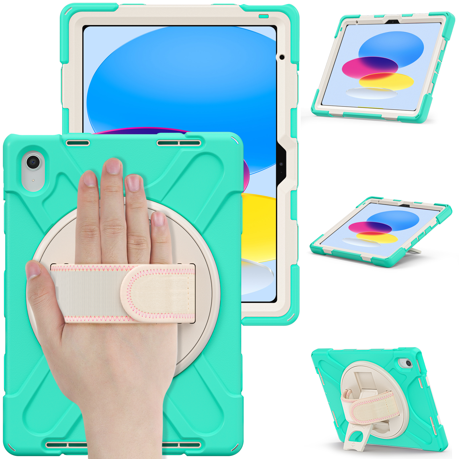 Heavy Duty Tablet Case Cover For iPad 10th 10.9‘’ generation Pro 11 Case With Kickstand And Hand Strap