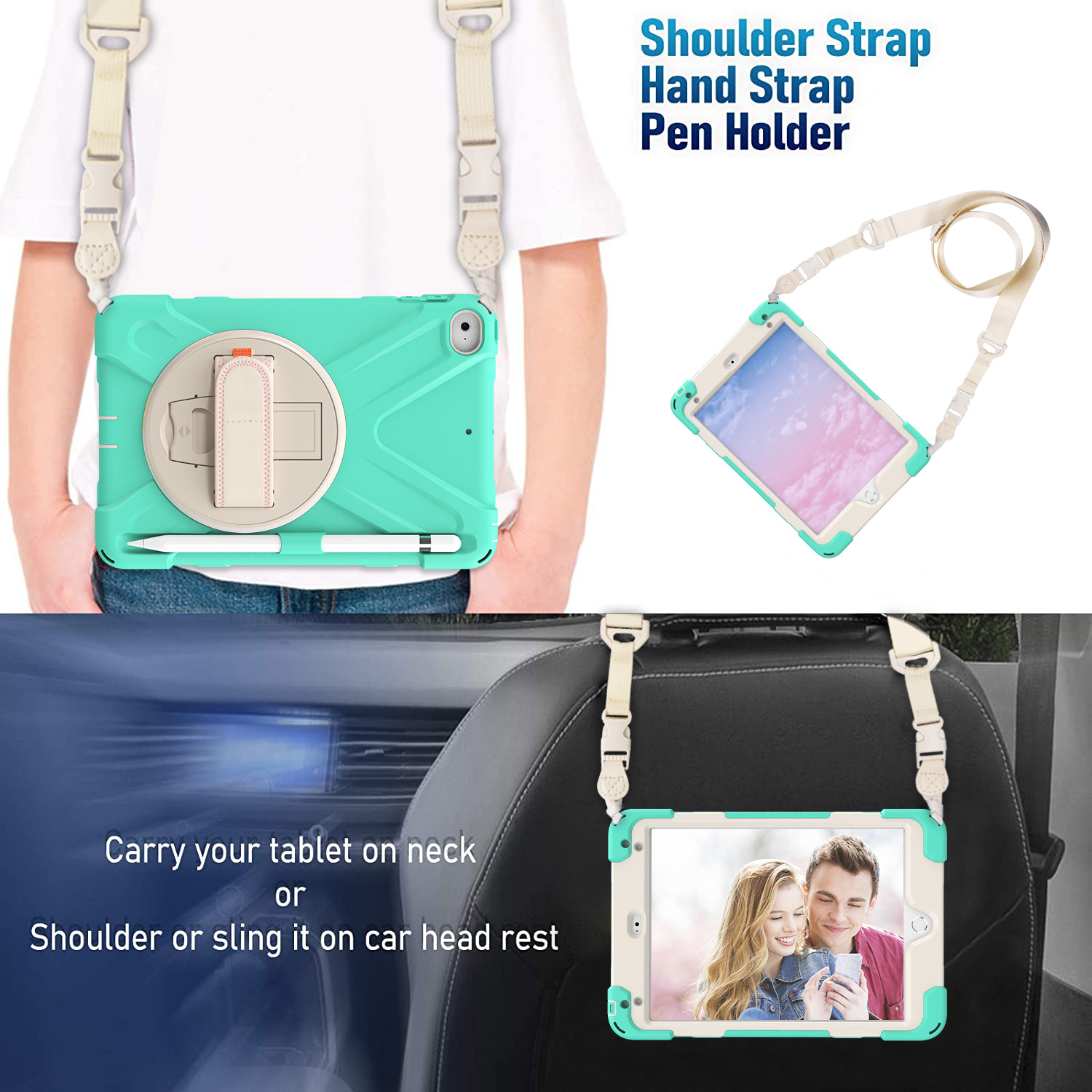 Soft Silicone Shockproof Protective Cover Case for iPad Mini 4 5 Case WithPencil Holder Kickstand Hand Strap