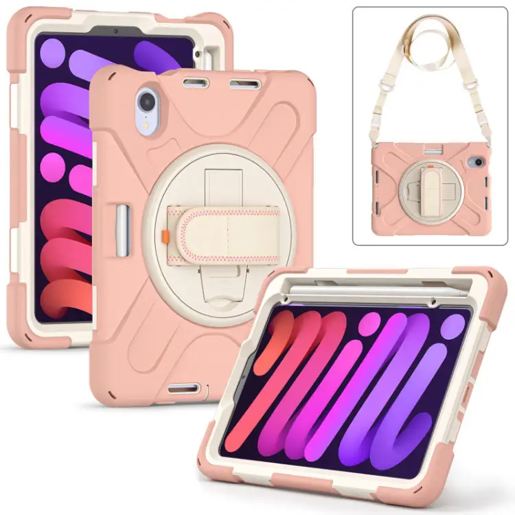 Heavy Duty Shock Proof Armour Tablet Case For iPad Mini 6 Back Cover Case With Shoulder Belt