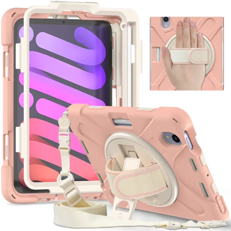 Heavy Duty Shock Proof Armour Tablet Case For iPad Mini 6 Back Cover Case With Shoulder Belt