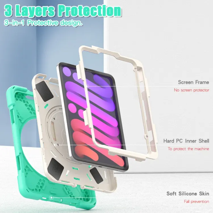 Heavy Duty Shock Proof Armour Tablet Case For iPad Mini 6 Back Cover Case With Shoulder Belt