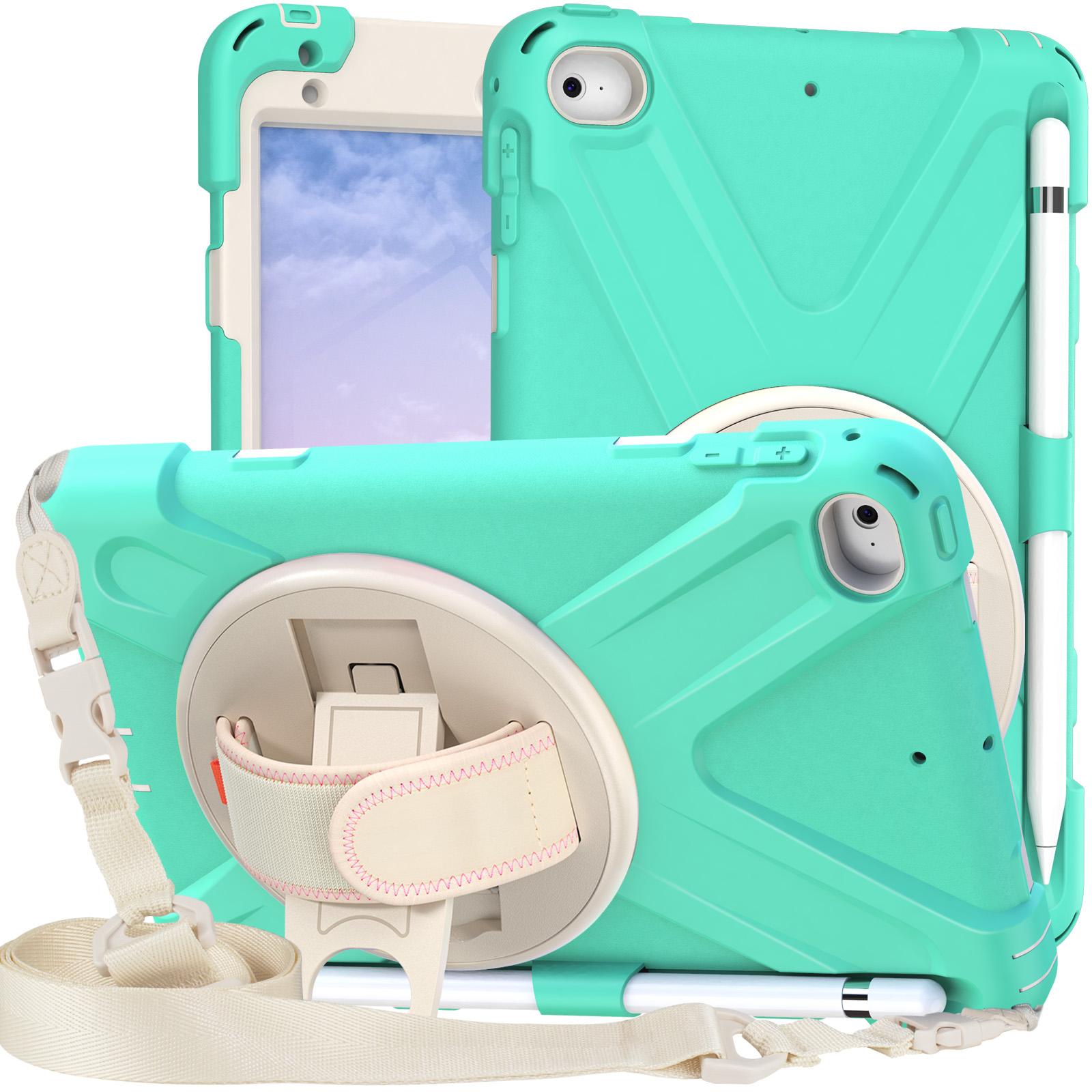 Soft Silicone Shockproof Protective Cover Case for iPad Mini 4 5 Case WithPencil Holder Kickstand Hand Strap