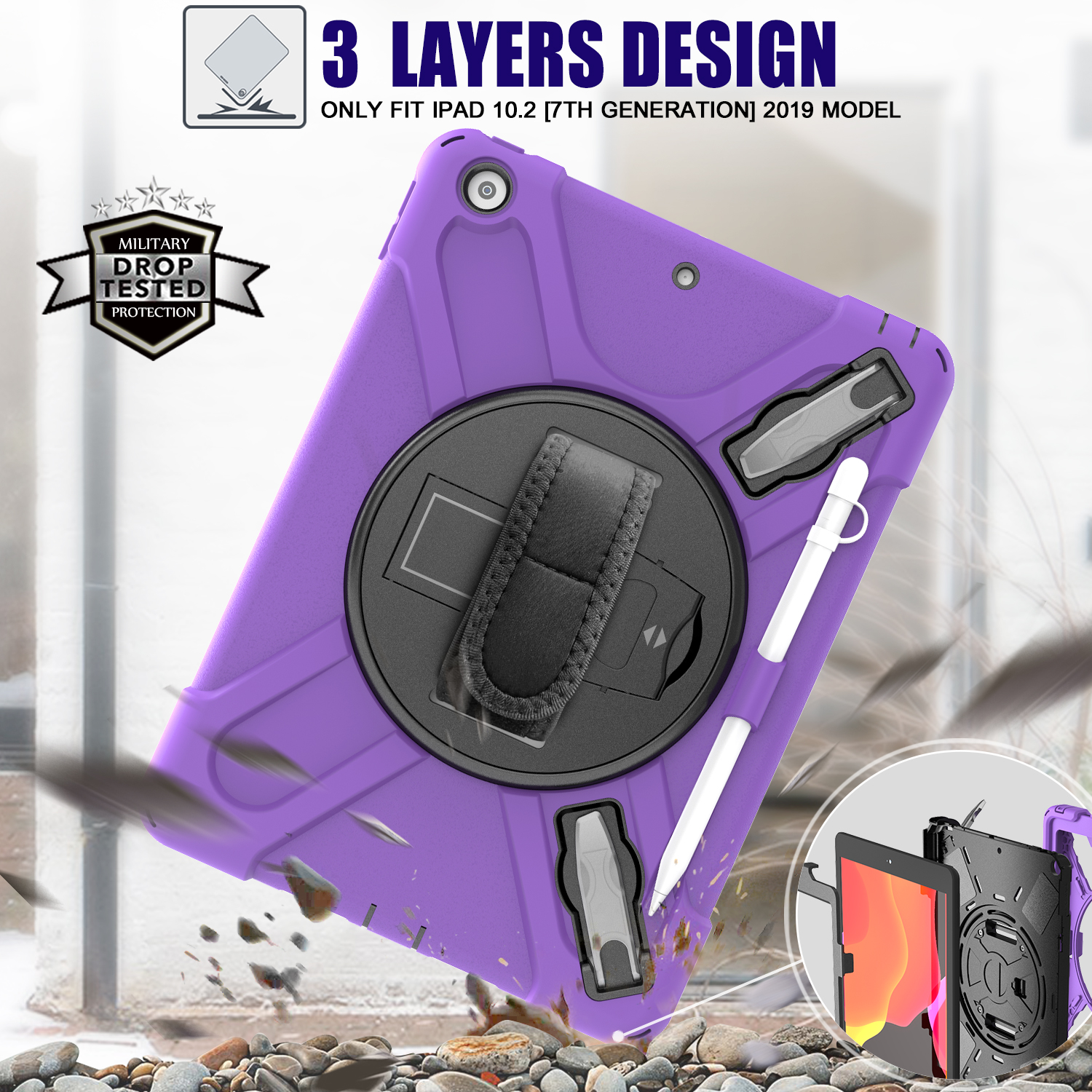 10.2 inch Heavy Duty Silicon Shockproof Tablet Case Cover For iPad 7 8 9 generation Rugged Case