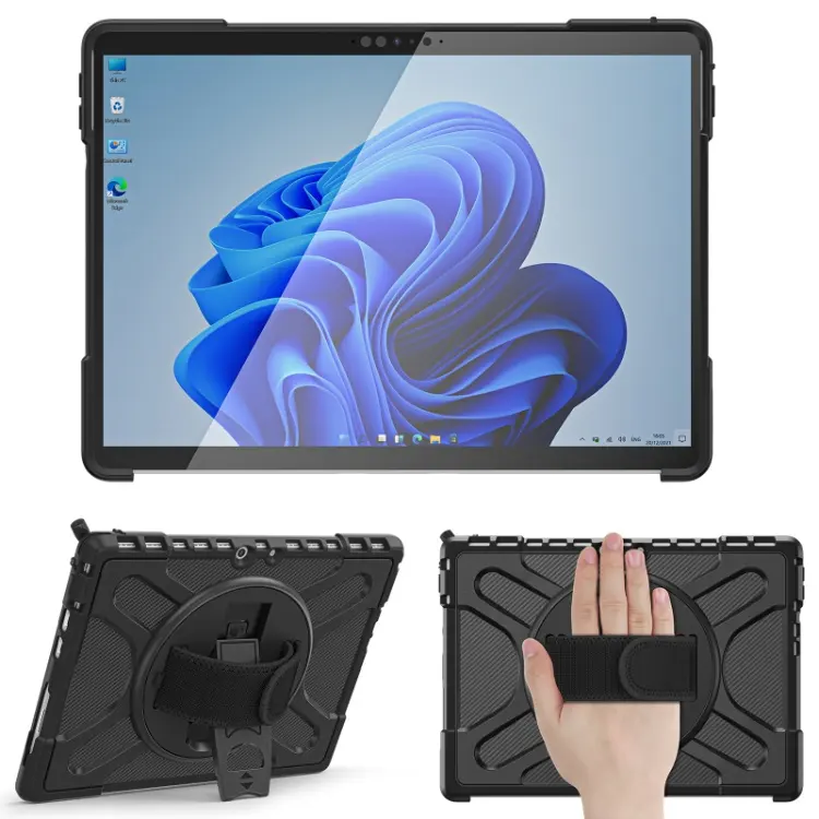 Full Protective Tablet Cover Case For Microsoft Surface Pro 8 TPU Case With Rotating Kickstand Hand Strap