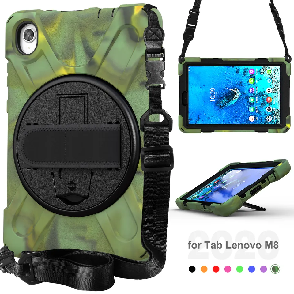 Shoulder strap and hand strap kickstand 8" tablet case for Lenovo Tab M8 TB-8705F 2020 