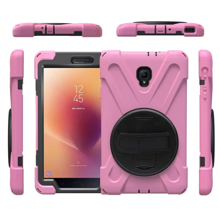 Detachable 360 Degrees Rotating Kickstand Silicone Case Tablet Cover For Samsung Galaxy Tab A 8.0 2017 Case