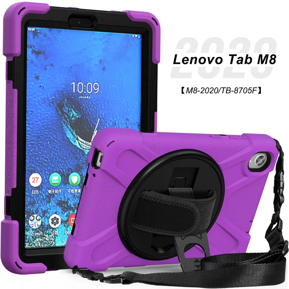 Shoulder strap and hand strap kickstand 8" tablet case for Lenovo Tab M8 TB-8705F 2020 