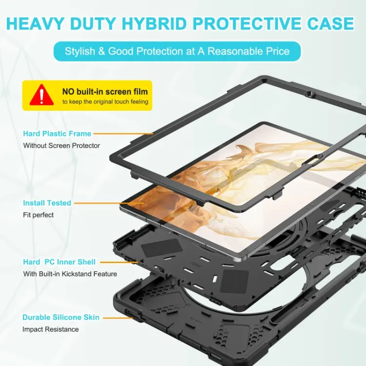 Rugged Silicone Tablet Cover Case For Samsung Galaxy Tab S7 S8 Plus 12.4 inch Case