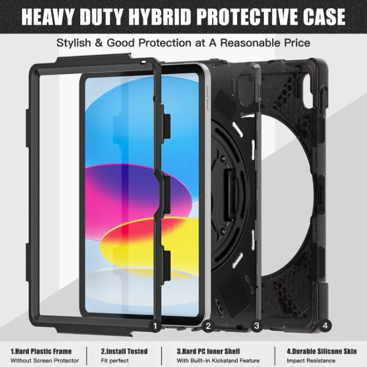 Heavy Duty Tablet Case Cover For iPad 10th 10.9‘’ generation Pro 11 Case With Kickstand And Hand Strap