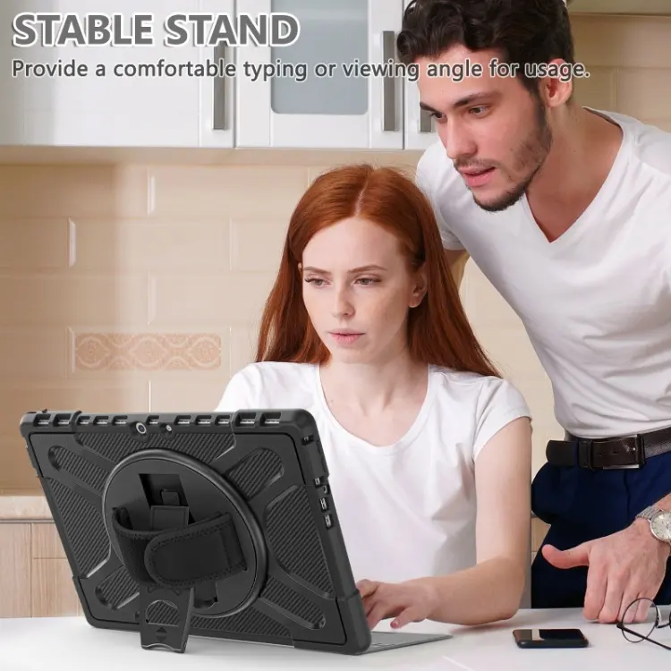 Full Protective Tablet Cover Case For Microsoft Surface Pro 8 TPU Case With Rotating Kickstand Hand Strap