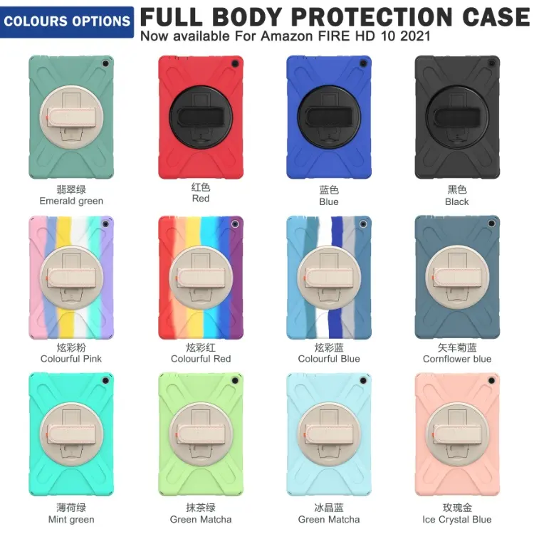 Silicon 3-layer protective universal tablet cover for Kindle Fire HD 10 2021 case