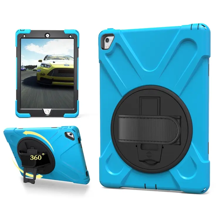 360 Degrees Rotating Kickstand Silicone Tablet Cover Case For Apple iPad pro 9.7 inch 2016 Case