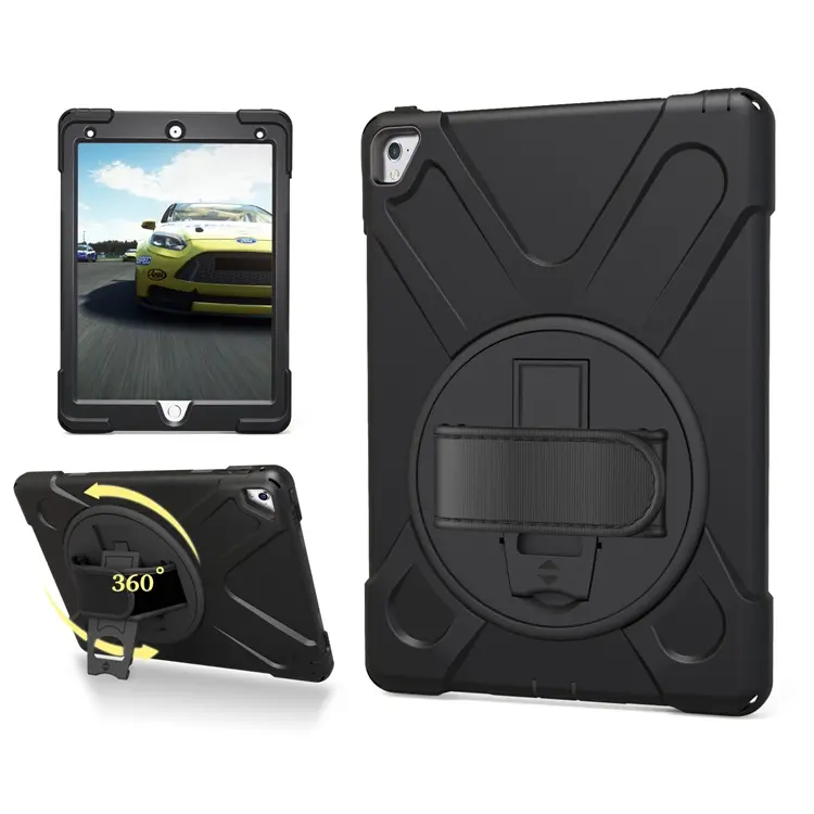 360 Degrees Rotating Kickstand Silicone Tablet Cover Case For Apple iPad pro 9.7 inch 2016 Case