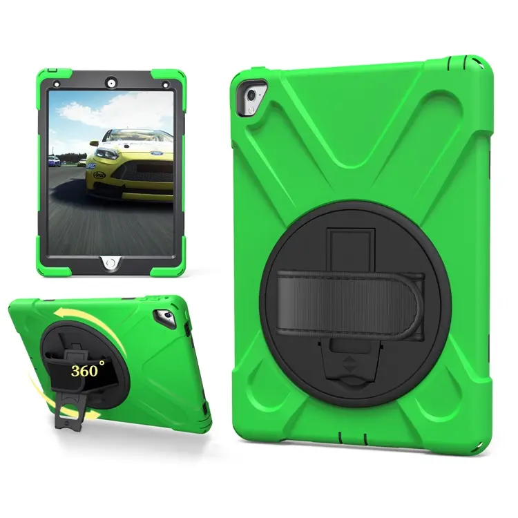 360 Degrees Rotating Kickstand Silicone Tablet Cover Case For Apple iPad pro 9.7 inch 2016 Case